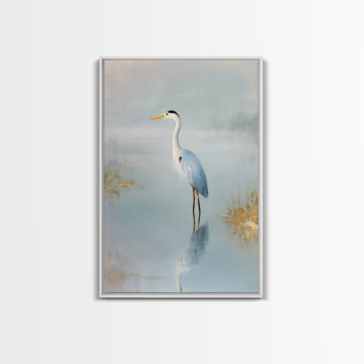 Blue Heron by Calm Marsh Water Canvas Print, Dental Office Art, Decor, Office Decor, Fine Art, Calm, Digital Artwork, DOA-2x3-7