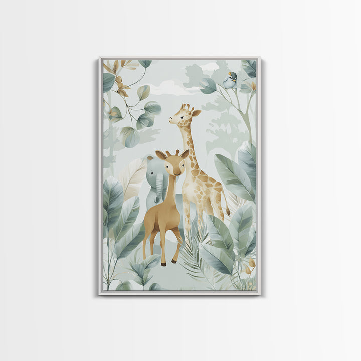 Happy Jungle Animals Canvas Print, Dental Office Art, Statement Artwork, Office Decor, Fine Art, Calm, Printable Wall Art, DOA-2x3-70