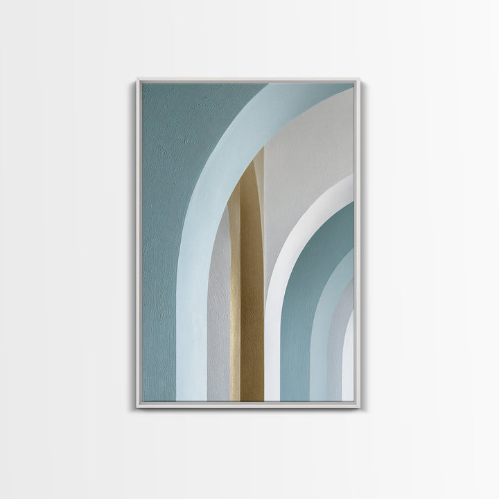 Light Scandinavian Abstract Arches Framed Canvas Print, Dental Office Art, Textured Painting, Office Decor, Abstract Art, Calm, DOA-2x3-73
