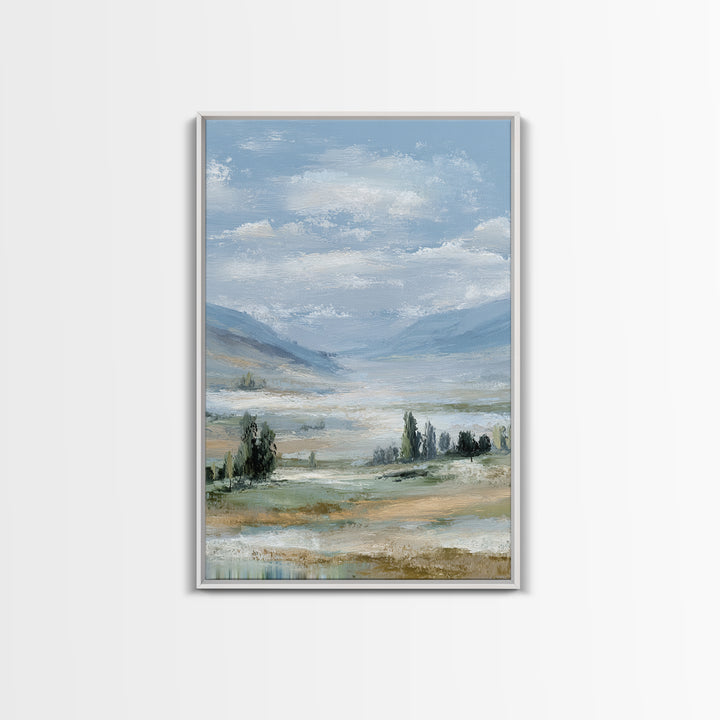 Peaceful Clouds over Open Meadow Framed Canvas Print, Dental Office Art, Wall Art, Office Decor, Calm, Dental Office Decor, DOA-2x3-89