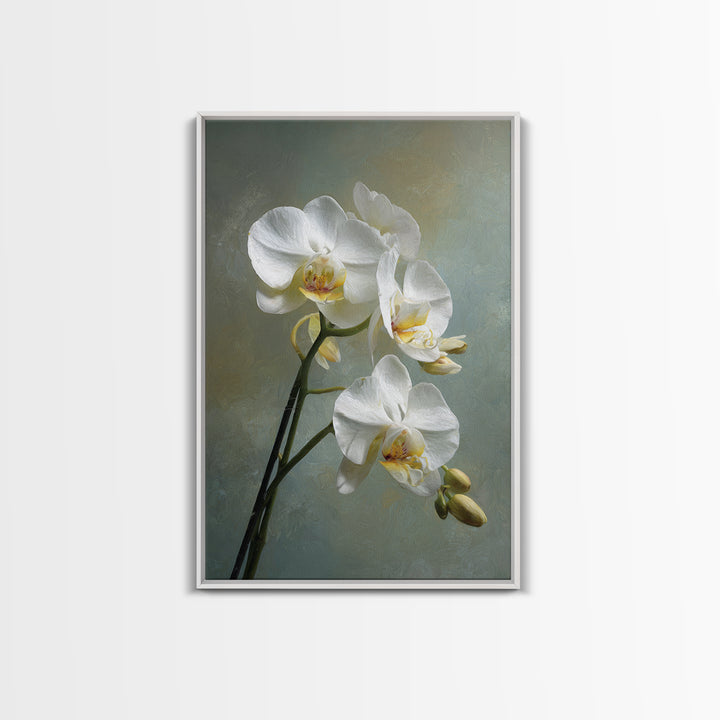 White Orchid on Stone Background Framed Canvas Print, Dental Office Art, Dental Wall Art, Office Decor, Abstract Art, Calm, DOA-2x3-92