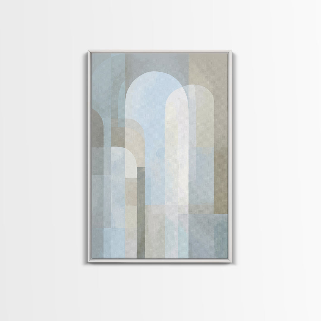 Light Scandinavian Abstract Arches Framed Canvas Print, Dental Office Art, Textured Painting, Office Decor, Abstract Art, Calm, DOA-2x3-97