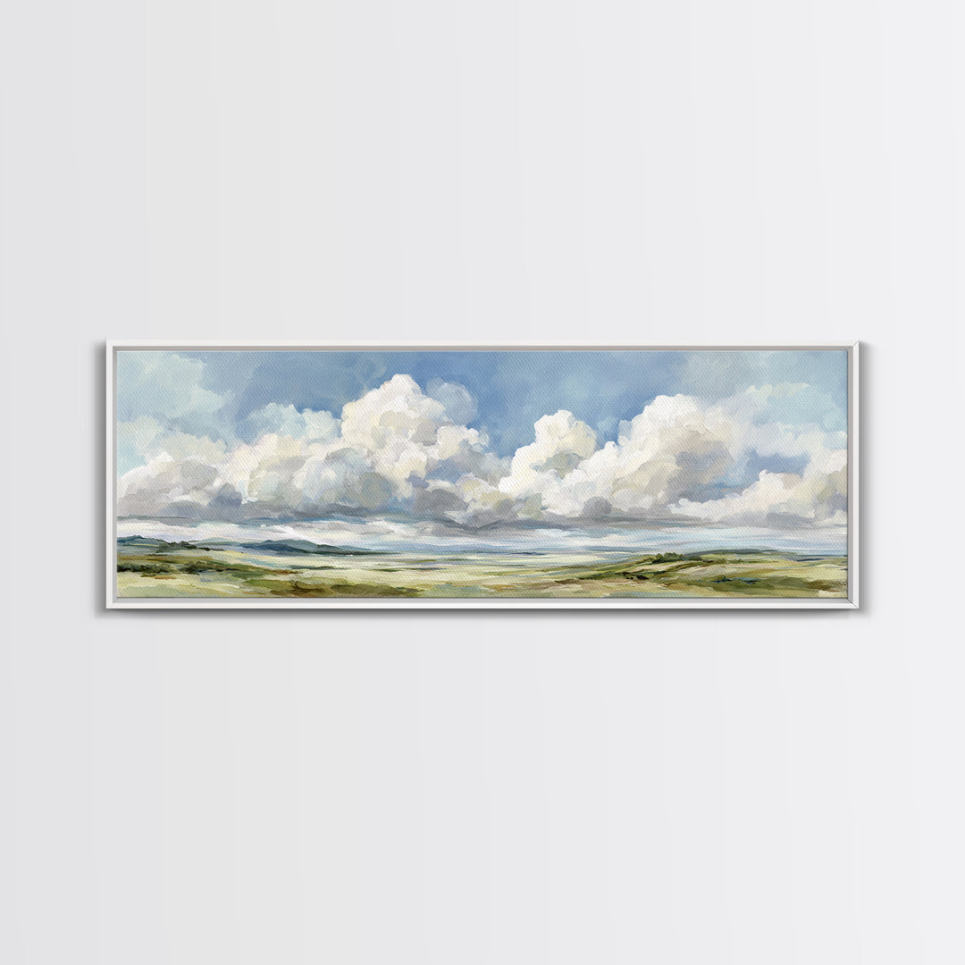 Peaceful Clouds over Open Meadow Canvas Print, Dental Office Art, Office Wall Art, Office Decor, Fine Art, Calm, Medical Decor, DOA-3x1-25