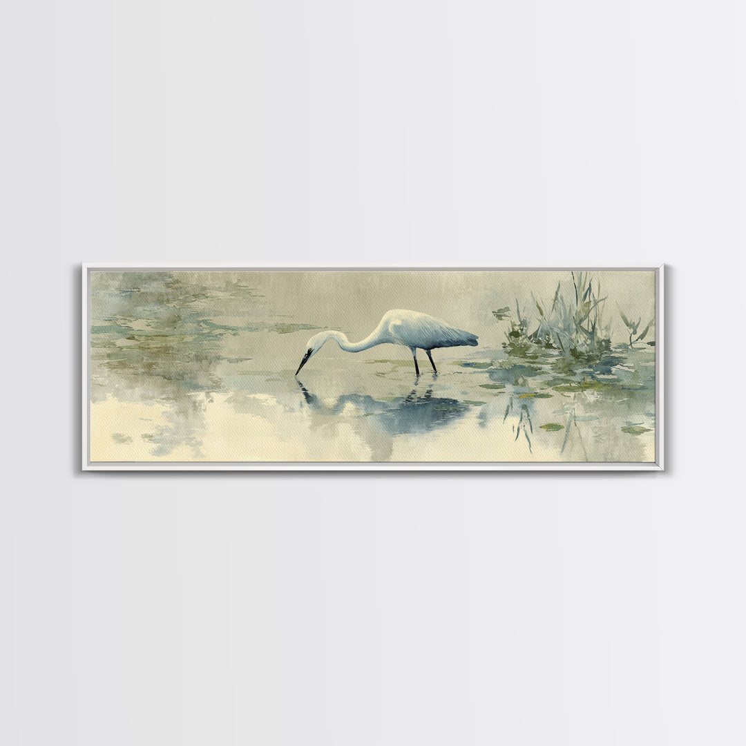 Blue Heron by Calm Marsh Water Canvas Print, Dental Office Art, Office Decor, Fine Art, Calm, Art Print, Room Decor, DOA-3x1-39
