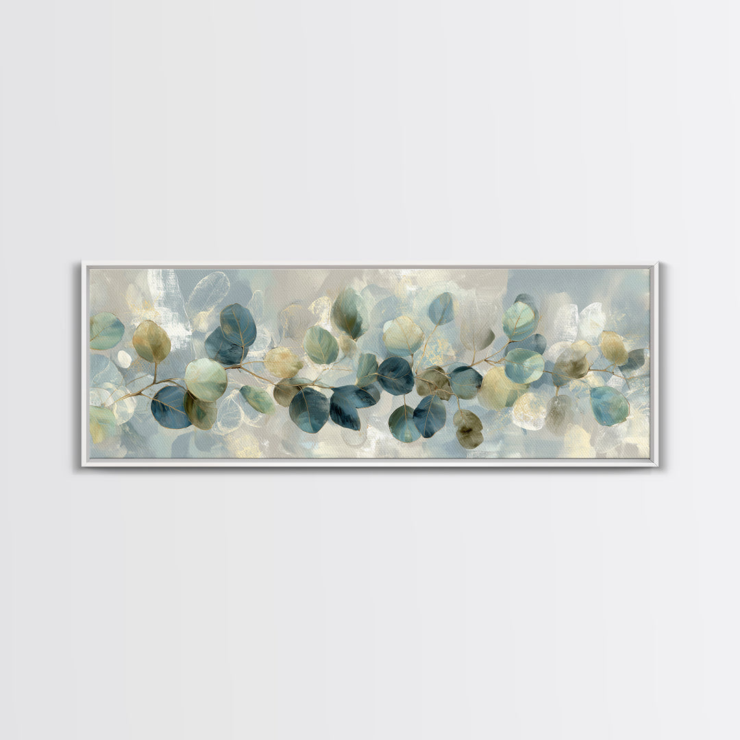 Soft Botanical Eucalyptus Print for Clean Atmosphere Framed Canvas Print, Dental Office Art, Wall Art, Office Decor, Calm, DOA-3x1-67