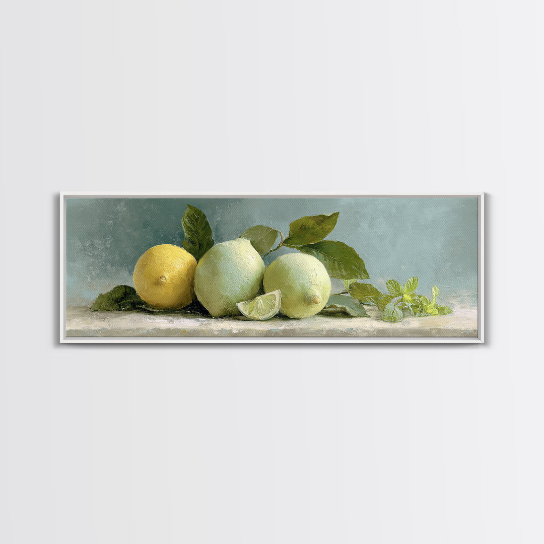 Fresh Citrus and Mint Still Life Canvas Print, Dental Office Art, Poster, Office Decor, Calm, Dental Art, Digital Artwork, DOA-3x1-71