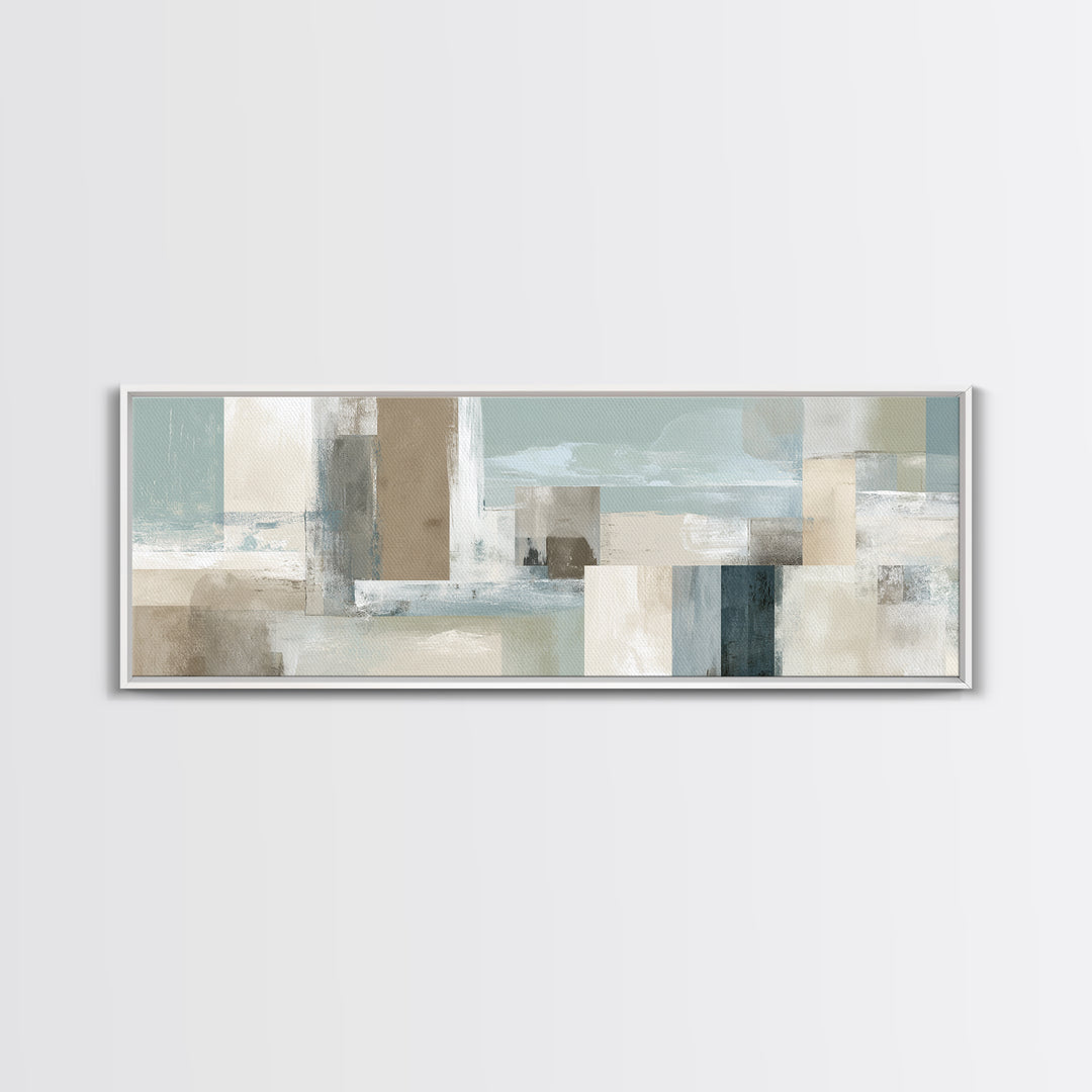 Clean Geometric Art Framed Canvas Print, Dental Office Art, Textured Painting, Office Decor, Calm, Room Decor Aesthetic, DOA-3x1-72