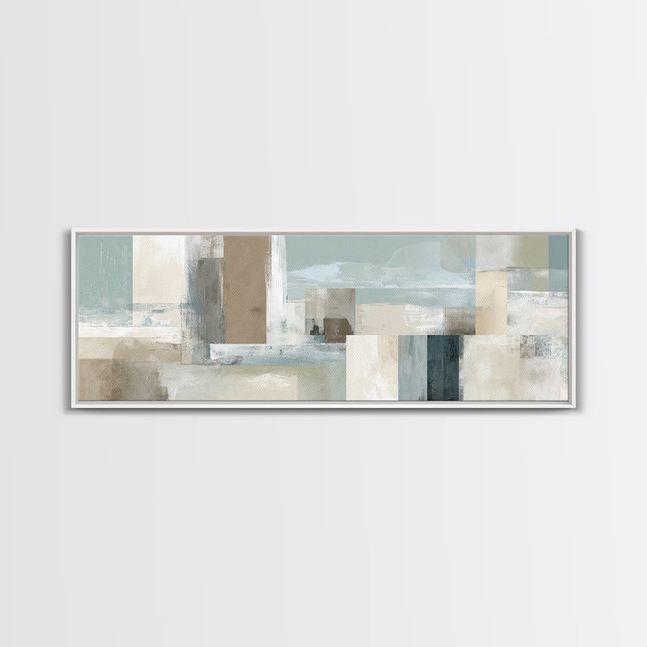 Clean Geometric Art Framed Canvas Print, Dental Office Art, Textured Painting, Office Decor, Calm, Room Decor Aesthetic, DOA-3x1-72