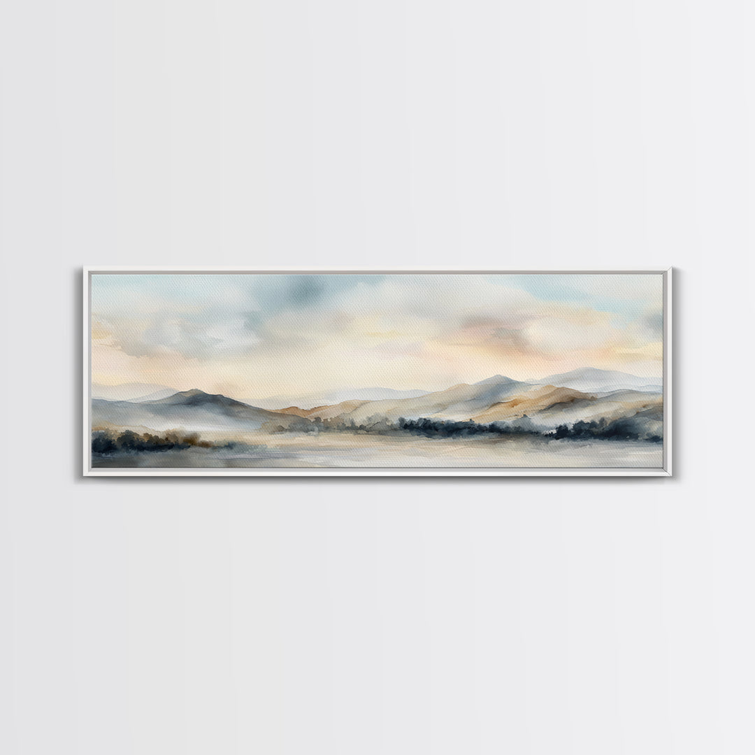 Soft Gradient Sunrise Framed Canvas Print, Dental Office Art, Contemporary Art, Office Decor, Fine Art, Calm, Dental Wall Art, DOA-3x1-84