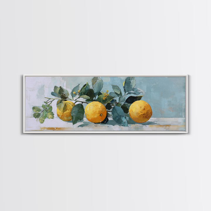 Fresh Citrus and Mint Still Life Canvas Print, Dental Office Art, Printable Digital, Office Decor, Oil Painting, Calm, DOA-3x1-95
