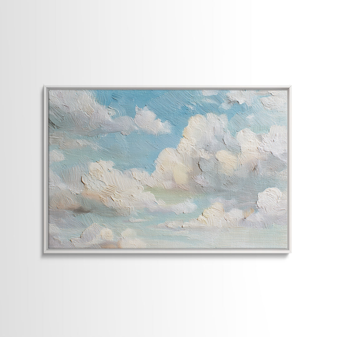 Peaceful Clouds over Open Meadow Framed Canvas Print, Dental Office Art, Wall Art, Office Decor, Calm, Dental Office Decor, DOA-3x2-13