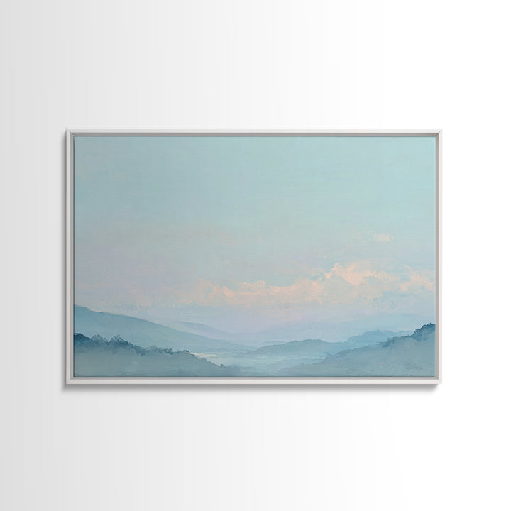 Soft Gradient Sunrise Framed Canvas Print, Dental Office Art, Textured Painting, Office Decor, Calm, Room Decor Aesthetic, DOA-3x2-24