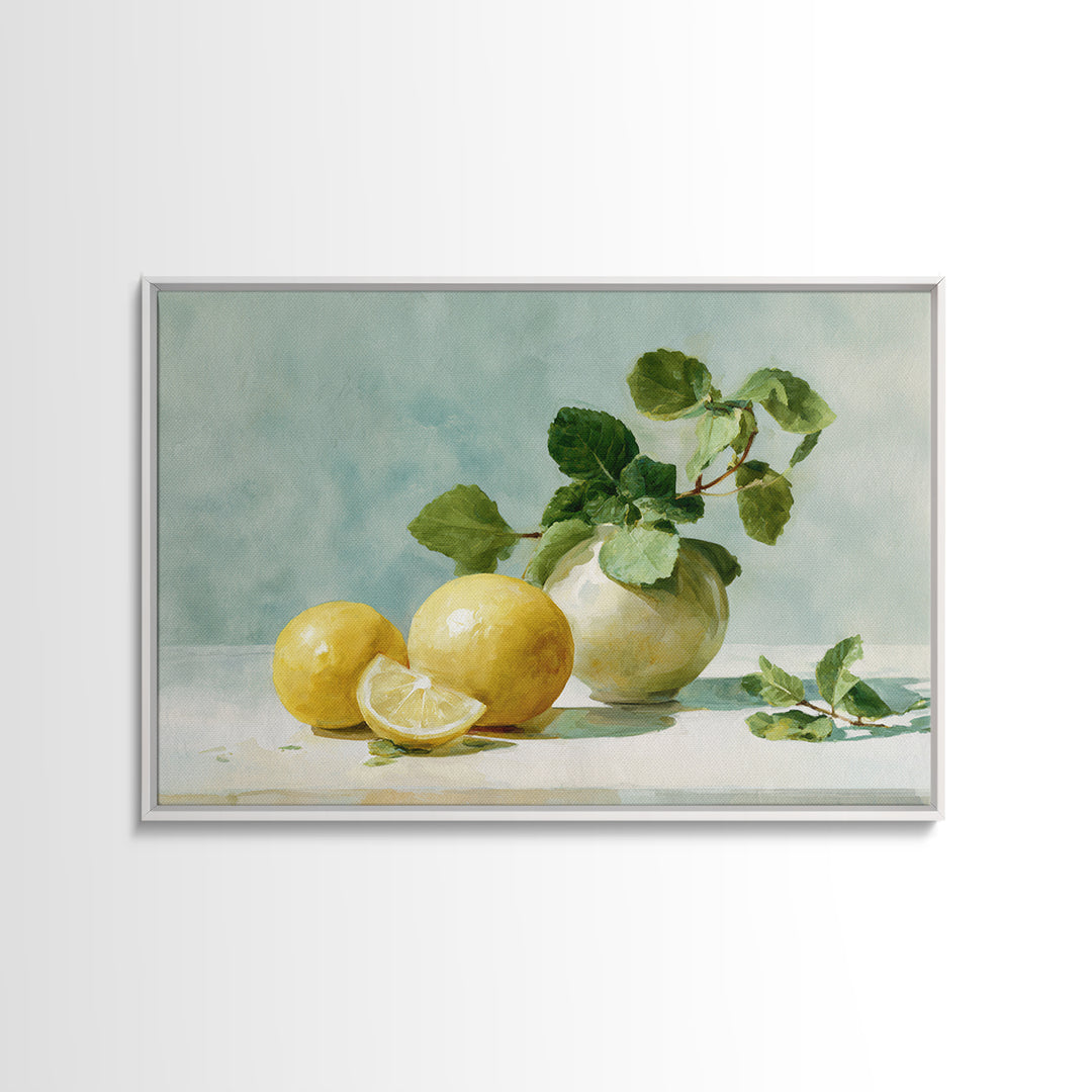 Fresh Citrus and Mint Still Life Framed Canvas Print, Dental Office Art, Office Decor, Calm, Medical Art, Medical Office Decor, DOA-3x2-35