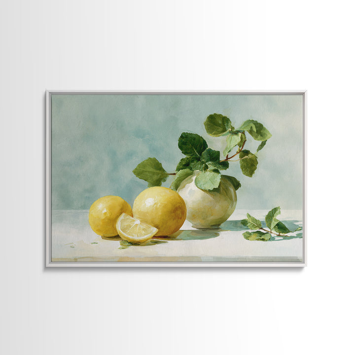 Fresh Citrus and Mint Still Life Framed Canvas Print, Dental Office Art, Office Decor, Calm, Medical Art, Medical Office Decor, DOA-3x2-35