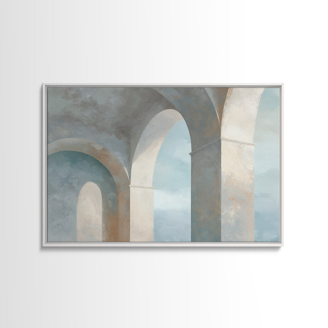 Light Scandinavian Abstract Arches Framed Canvas Print, Dental Office Art, Minimalist Wall Art, Office Decor, Fine Art, Calm, DOA-3x2-45