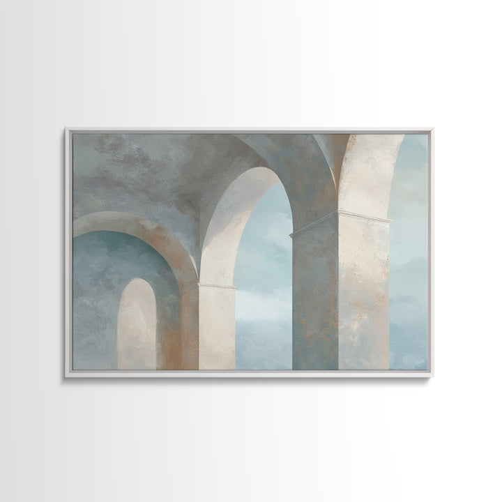 Light Scandinavian Abstract Arches Framed Canvas Print, Dental Office Art, Minimalist Wall Art, Office Decor, Fine Art, Calm, DOA-3x2-45