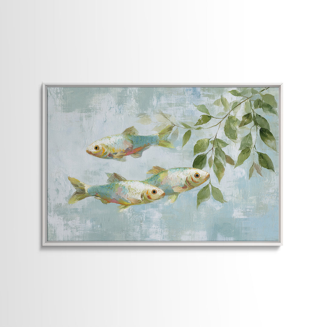 Colorful Fish Swimming Framed Canvas Print, Dental Office Art, Printable Wall Art, Office Decor, Fine Art, Calm, Dental Hygiene, DOA-3x2-46