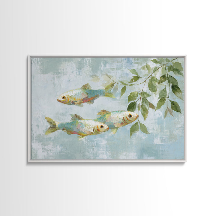 Colorful Fish Swimming Framed Canvas Print, Dental Office Art, Printable Wall Art, Office Decor, Fine Art, Calm, Dental Hygiene, DOA-3x2-46
