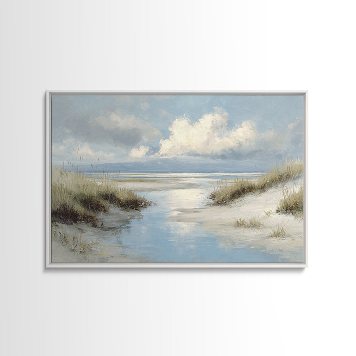 Quiet Coastal Dunes Framed Canvas Print, Dental Office Art, Office Decor, Oil Painting, Calm, Medical Art, Medical Office Decor, DOA-3x2-50