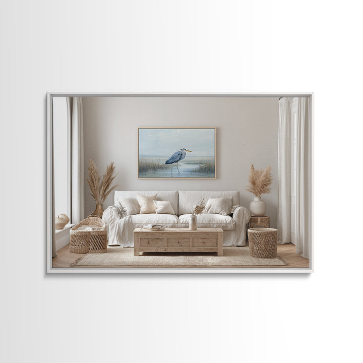 Blue Heron by Calm Marsh Water Canvas Print, Dental Office Art, Decor, Office Decor, Fine Art, Calm, Digital Artwork, DOA-3x2-51