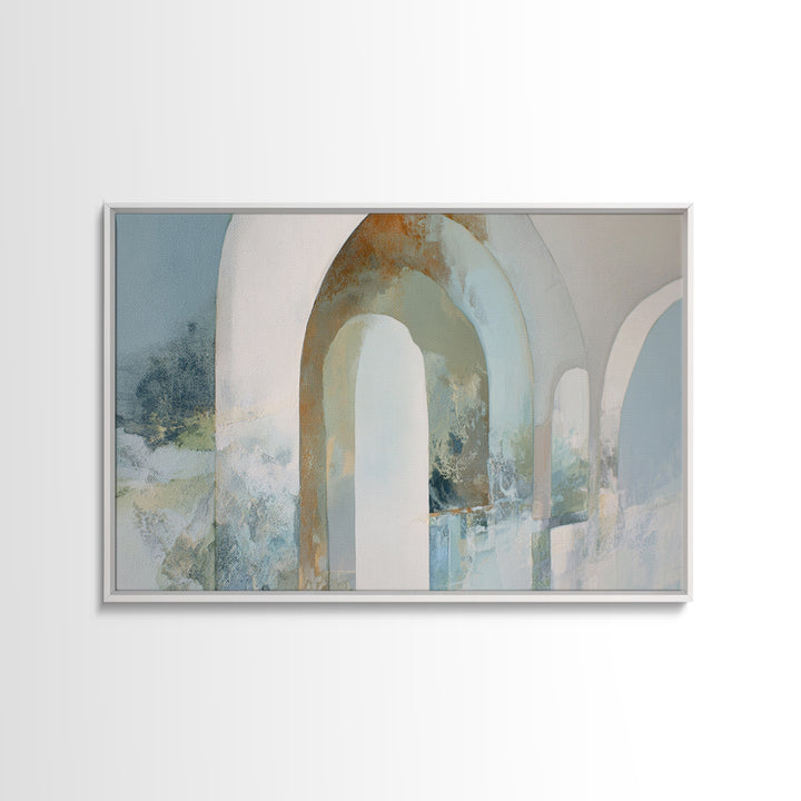 Light Scandinavian Abstract Arches Framed Canvas Print, Dental Office Art, Minimalist Wall Art, Office Decor, Fine Art, Calm, DOA-3x2-69