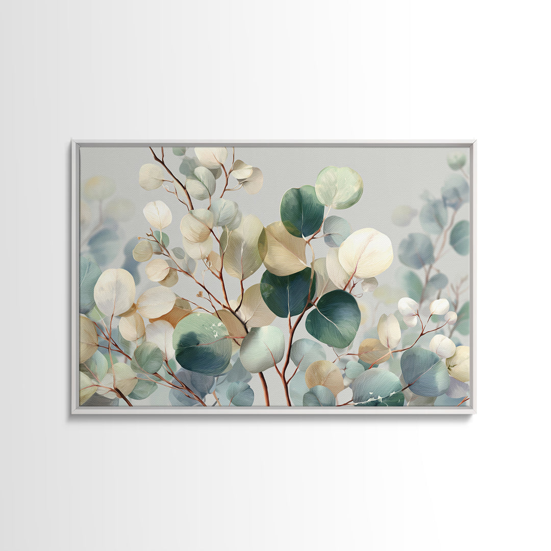 Soft Botanical Eucalyptus Print for Clean Atmosphere Framed Canvas Print, Dental Office Art, Dental Gift, Office Decor, Calm, DOA-3x2-7
