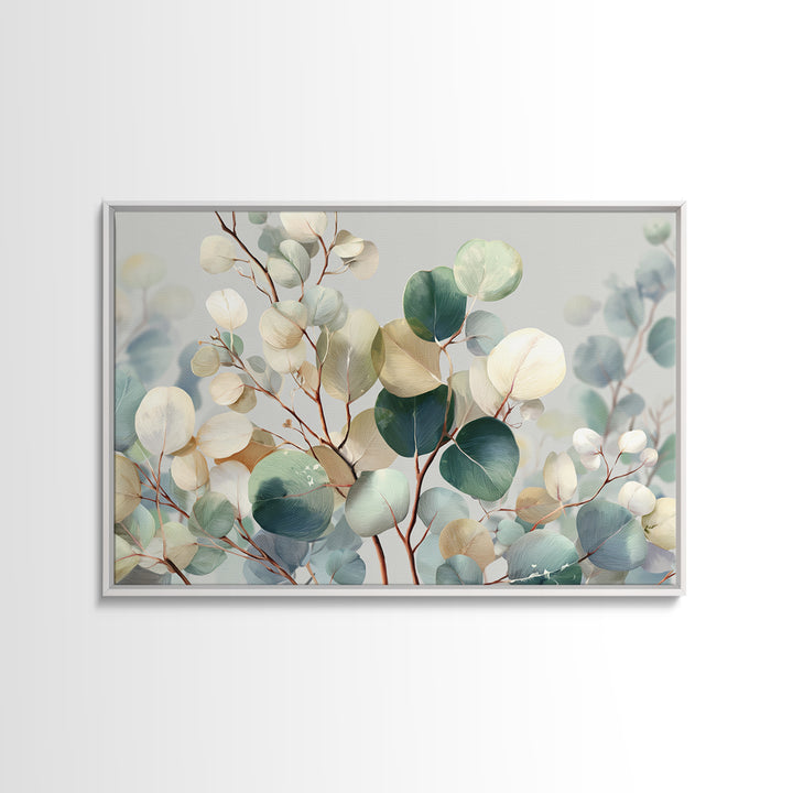 Soft Botanical Eucalyptus Print for Clean Atmosphere Framed Canvas Print, Dental Office Art, Dental Gift, Office Decor, Calm, DOA-3x2-7