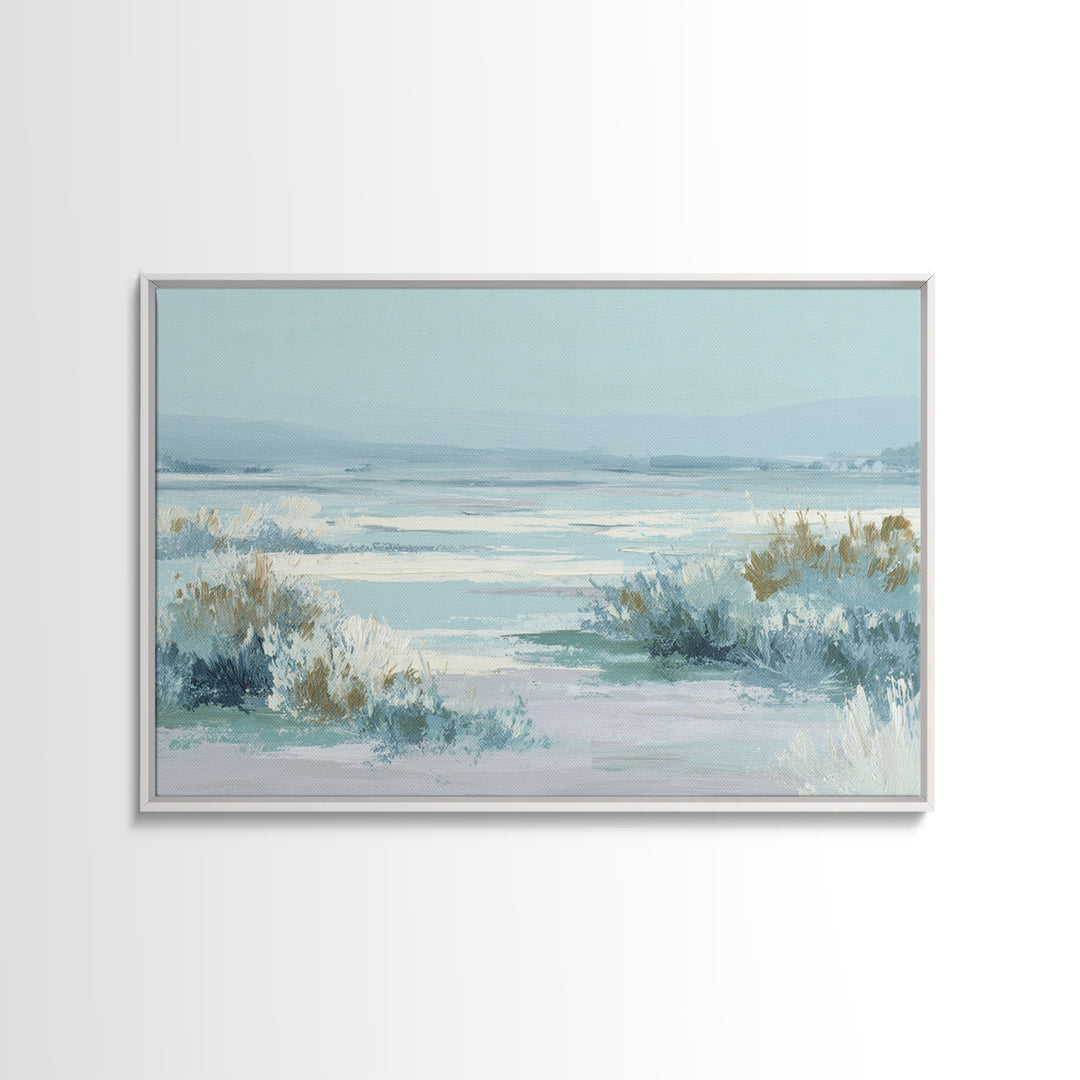 Quiet Coastal Dunes Framed Canvas Print, Dental Office Art, Office Decor, Oil Painting, Calm, Medical Art, Medical Office Decor, DOA-3x2-74