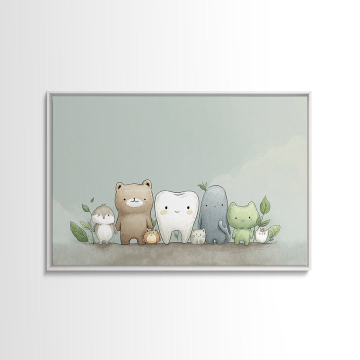 Cheerful Animal Dentist Themed Character Without Text Canvas Print, Dental Office Art, Motivational Poster, Office Decor, Calm, DOA-3x2-78