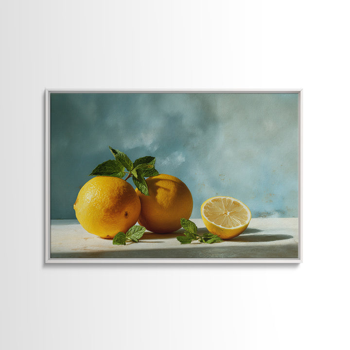 Fresh Citrus and Mint Still Life Canvas Print, Dental Office Art, Printable Digital, Office Decor, Calm, Neutral Decor, DOA-3x2-83