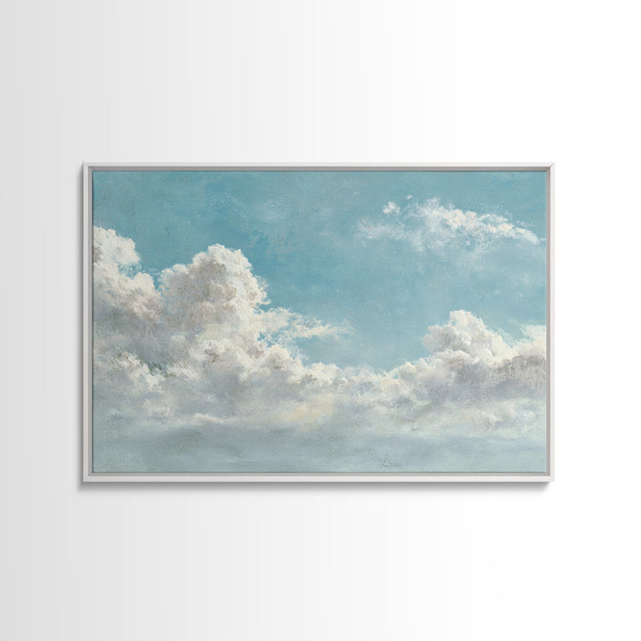 Peaceful Clouds over Open Meadow Framed Canvas Print, Dental Office Art, Dental Wall Art, Office Decor, Watercolor Art, Calm, DOA-3x2-85
