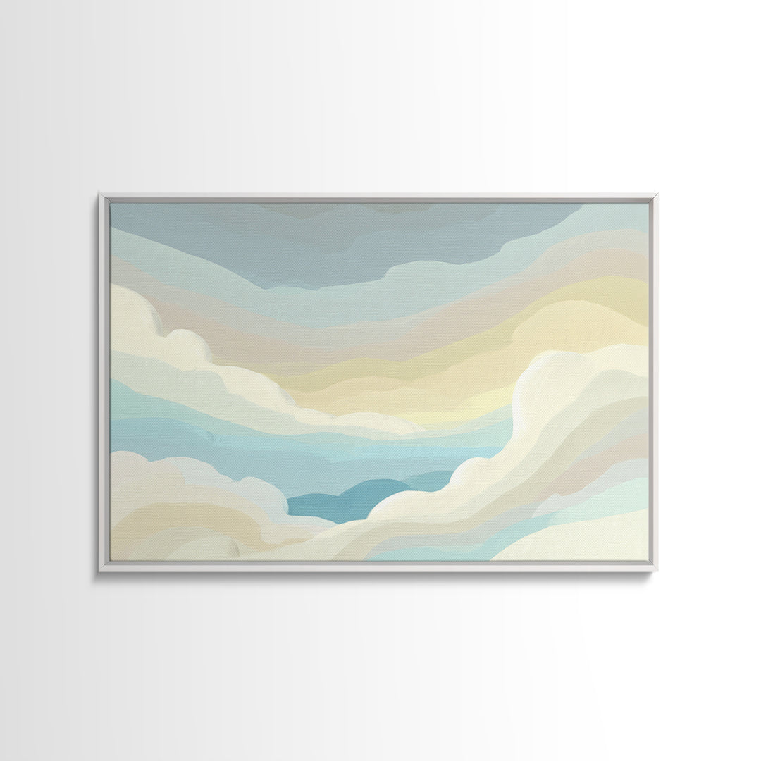 Simple Rainbow Pastel Shapes for Children Framed Canvas Print, Dental Office Art, Digital Artwork, Office Decor, Abstract Art, DOA-3x2-97