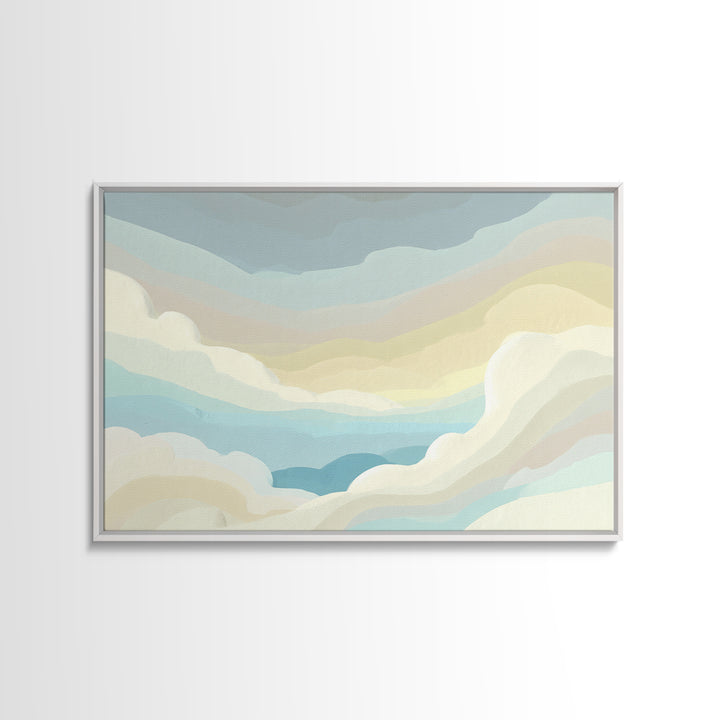 Simple Rainbow Pastel Shapes for Children Framed Canvas Print, Dental Office Art, Digital Artwork, Office Decor, Abstract Art, DOA-3x2-97