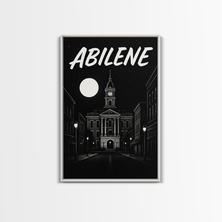 Abilene Travel Poster, Canvas Print, Black And White Travel Art, Abilene Poster Print, Home Office Decor, Retro Travel Print, Art Print