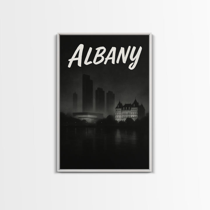 Albany New York Travel Poster, Canvas Print, Night Street Poster Art, Albany Poster Print, Travel Wall Decor, Wanderlust Decor, Wall Decor
