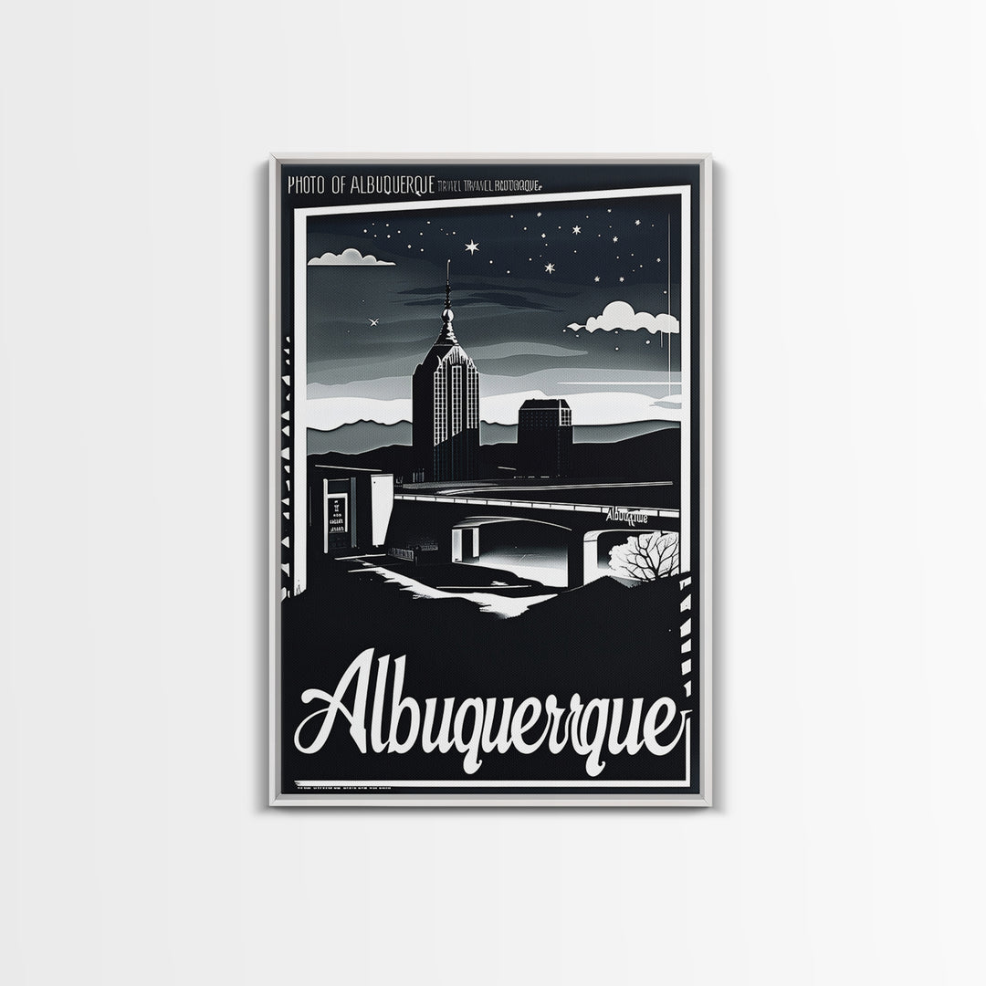 Albuquerque New Mexico Travel Poster, Canvas Print, Night Street Poster Art, Albuquerque City Art, Gift For Travelers, Home Office Decor