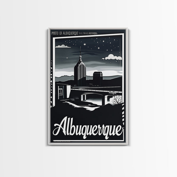 Albuquerque New Mexico Travel Poster, Canvas Print, Night Street Poster Art, Albuquerque City Art, Gift For Travelers, Home Office Decor