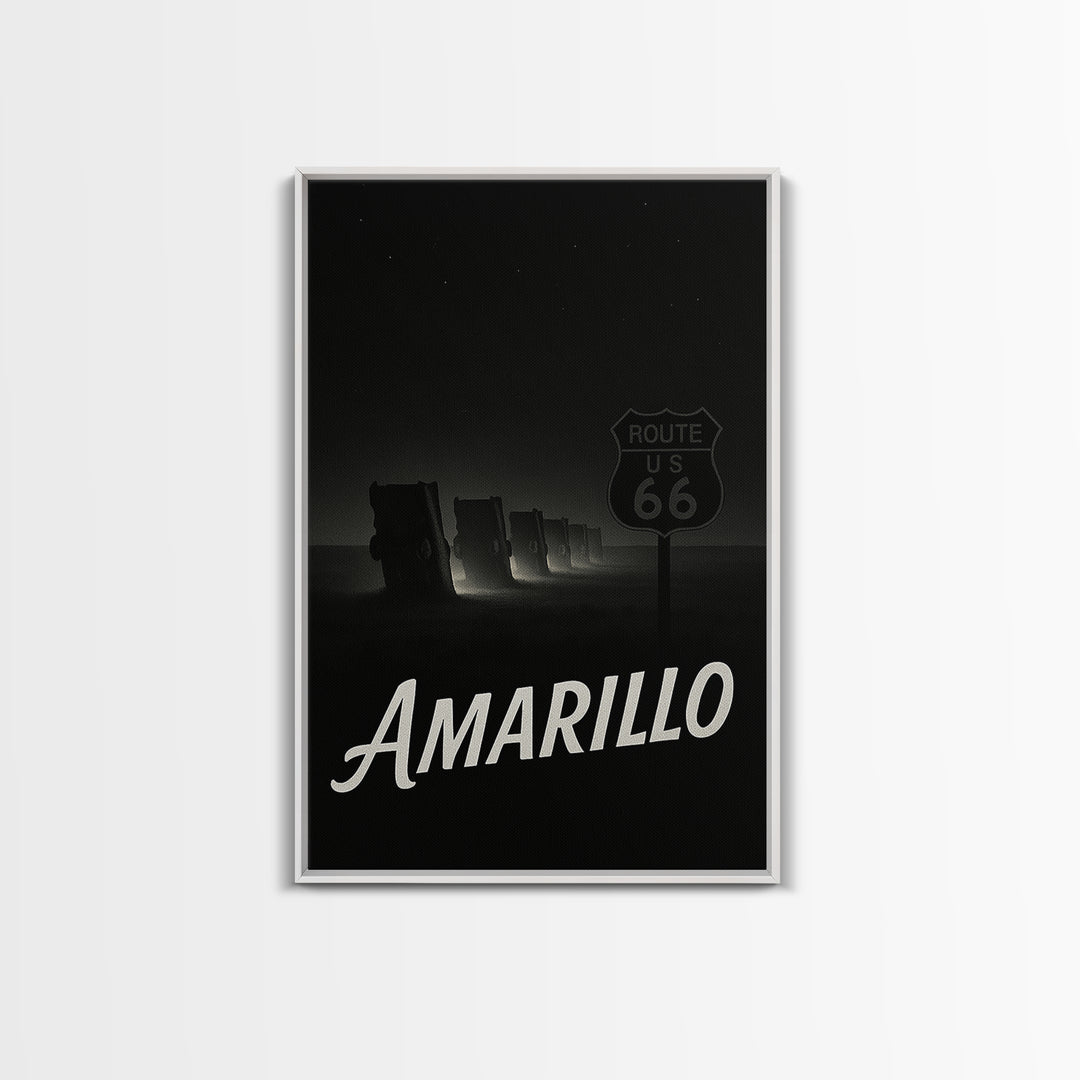 Amarillo Texas Travel Poster, Canvas Print, Night Street Poster Art, Amarillo City Art, City Art Print, Vintage City Art, Retro Travel Print