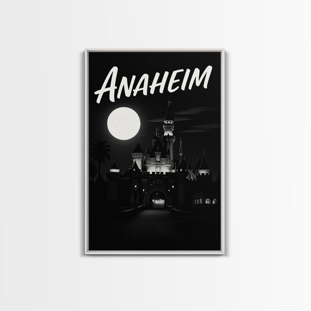 Anaheim California Travel Poster, Canvas Print, Black And White Travel Art, Anaheim Wall Art, Gift For Travelers, Retro Travel Print