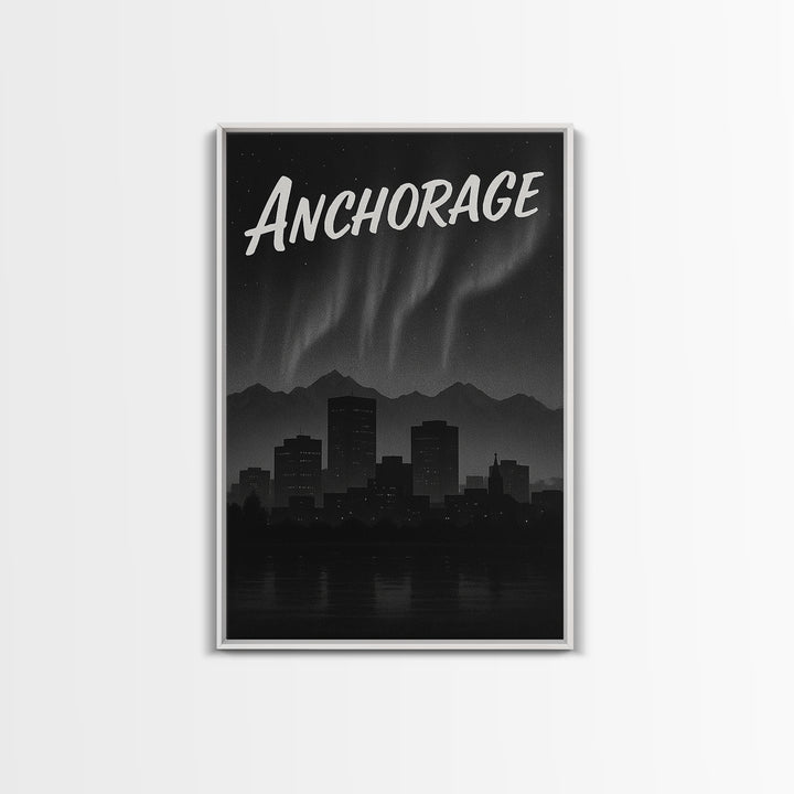 Anchorage Travel Poster, Canvas Print, Dark Moody City Wall Art, Anchorage Travel Art, Retro Travel Print, Vintage Travel Art, Design 2