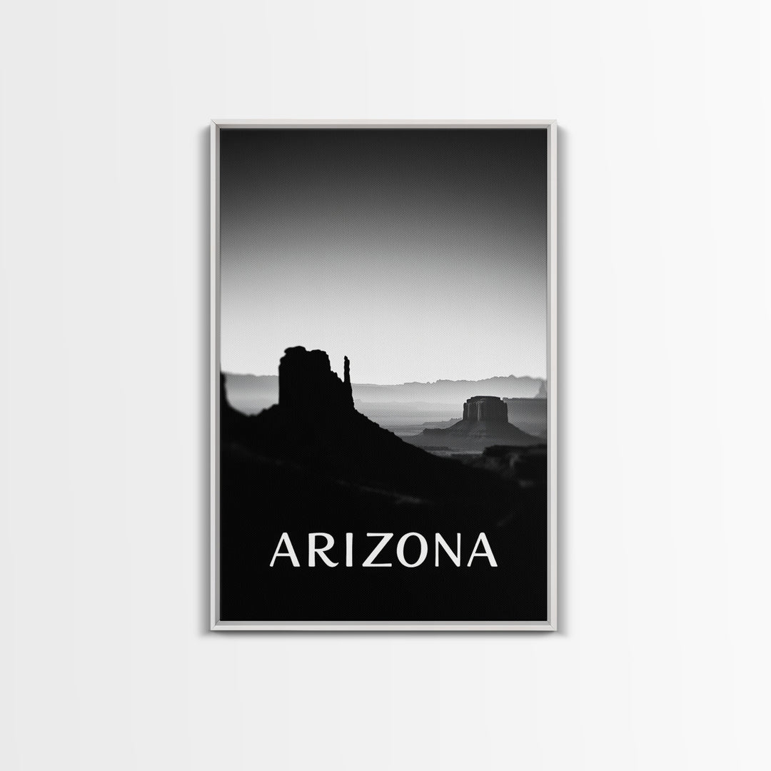 Arizona Travel Poster, Framed Canvas Print, Dark Moody City Wall Art, Arizona Travel Art, Home Office Decor, Travel Poster Art