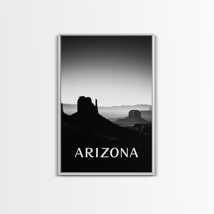 Arizona Travel Poster, Framed Canvas Print, Dark Moody City Wall Art, Arizona Travel Art, Home Office Decor, Travel Poster Art