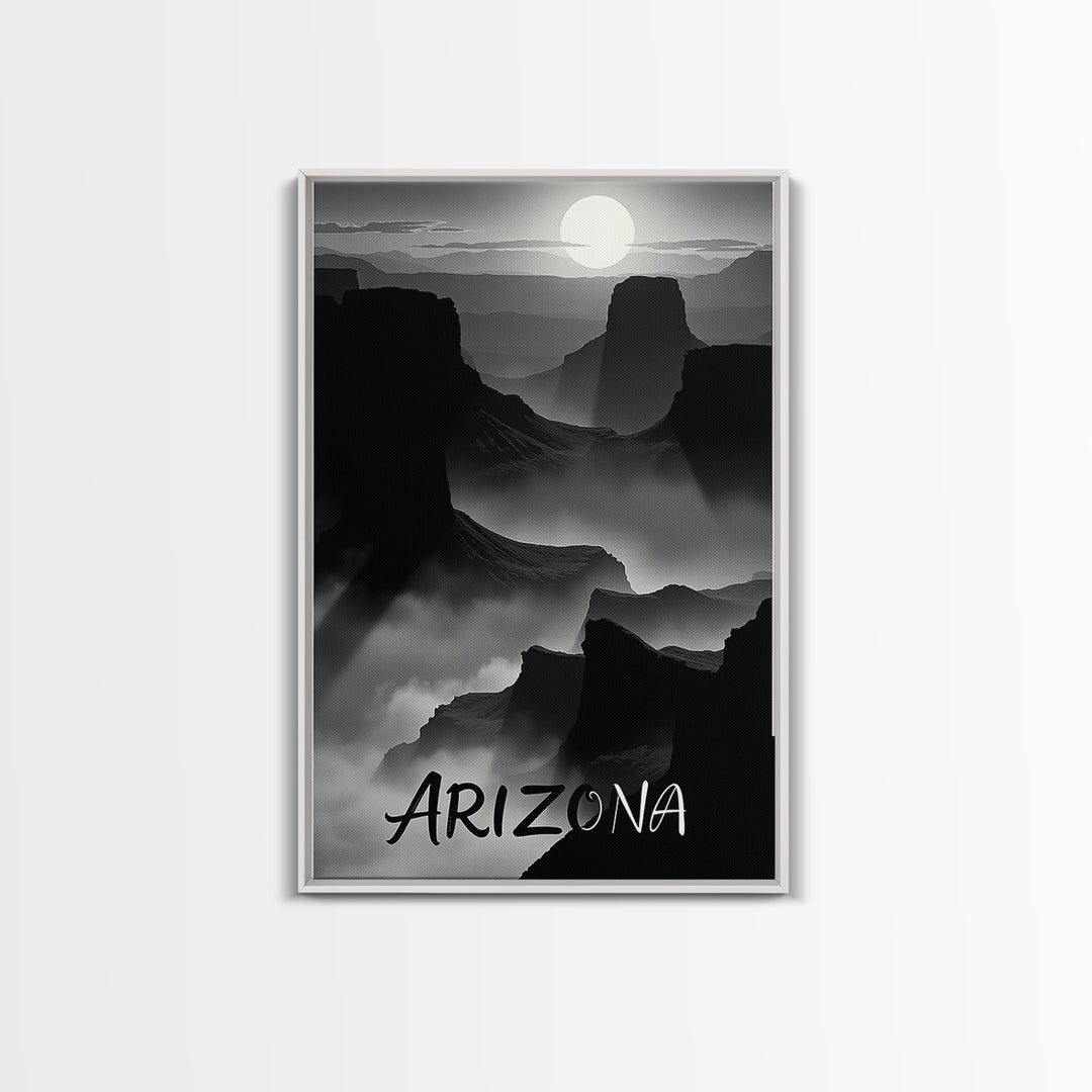 Arizona Travel Poster, Canvas Print, Black And White Travel Art, Arizona City Art, Travel Art, Watercolor Urban Skyline, Travel Print