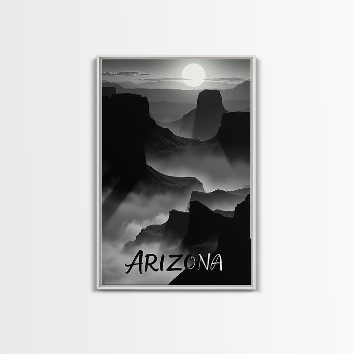 Arizona Travel Poster, Canvas Print, Black And White Travel Art, Arizona City Art, Travel Art, Watercolor Urban Skyline, Travel Print