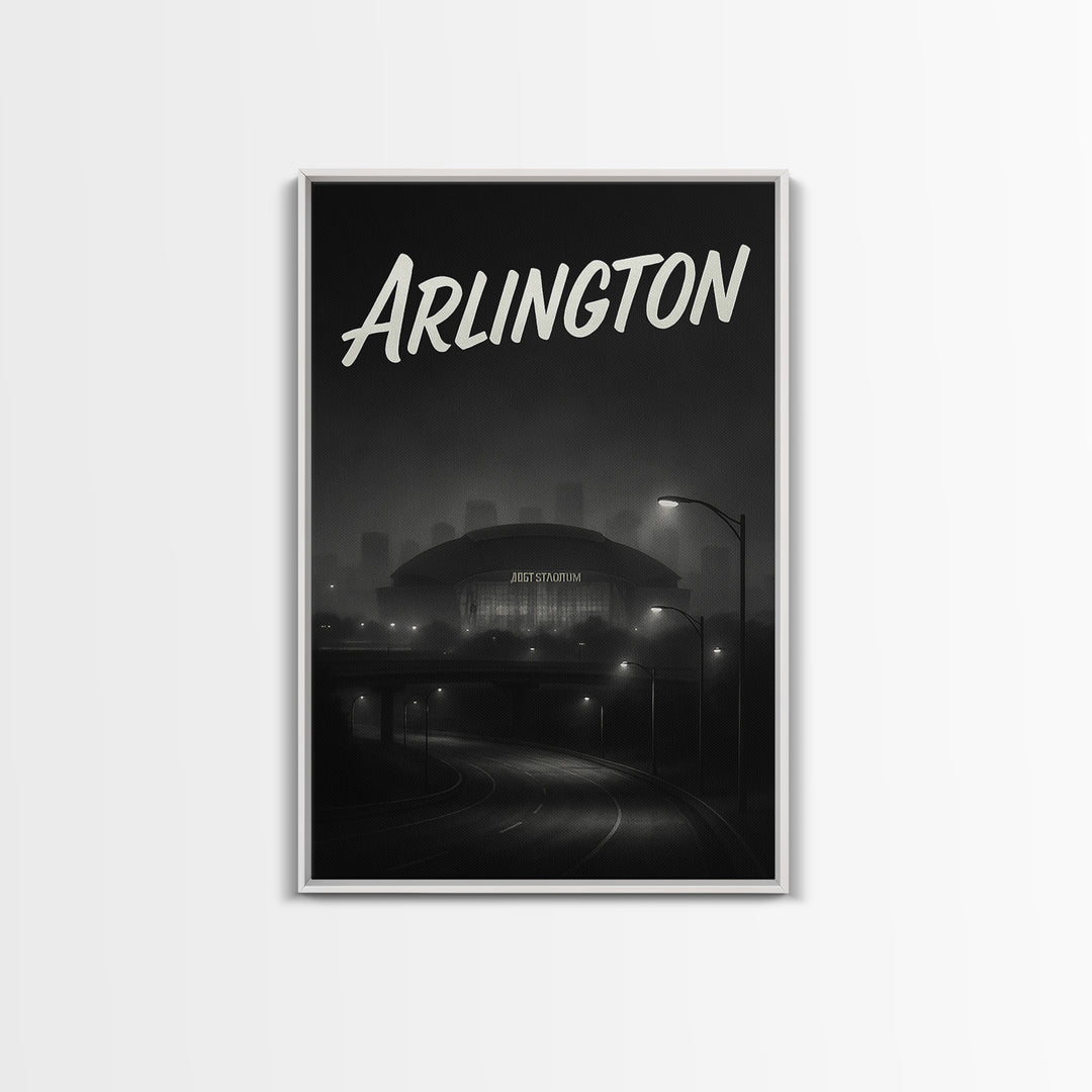 Arlington Travel Poster, Framed Canvas Print, Black And White Travel Art, Arlington Poster Print, Wanderlust Decor, Travel Poster Art