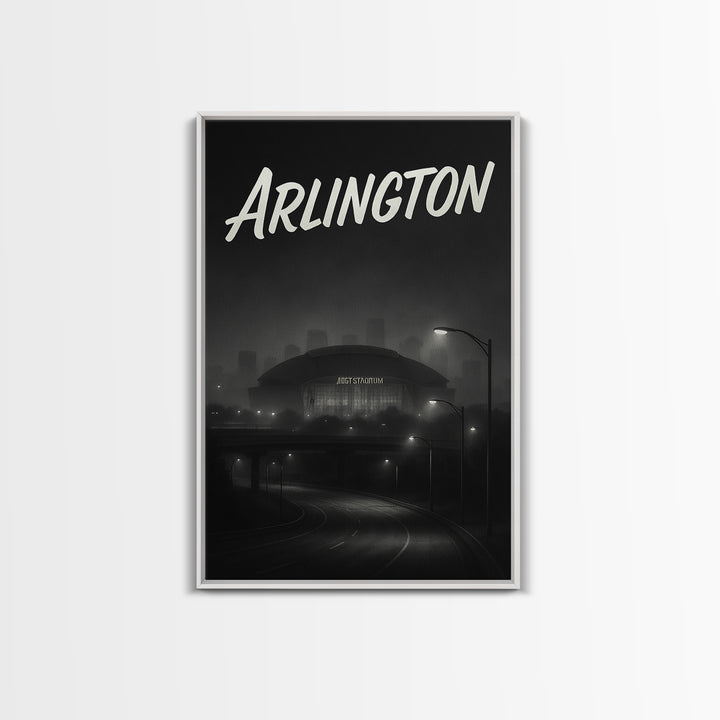Arlington Travel Poster, Framed Canvas Print, Black And White Travel Art, Arlington Poster Print, Wanderlust Decor, Travel Poster Art