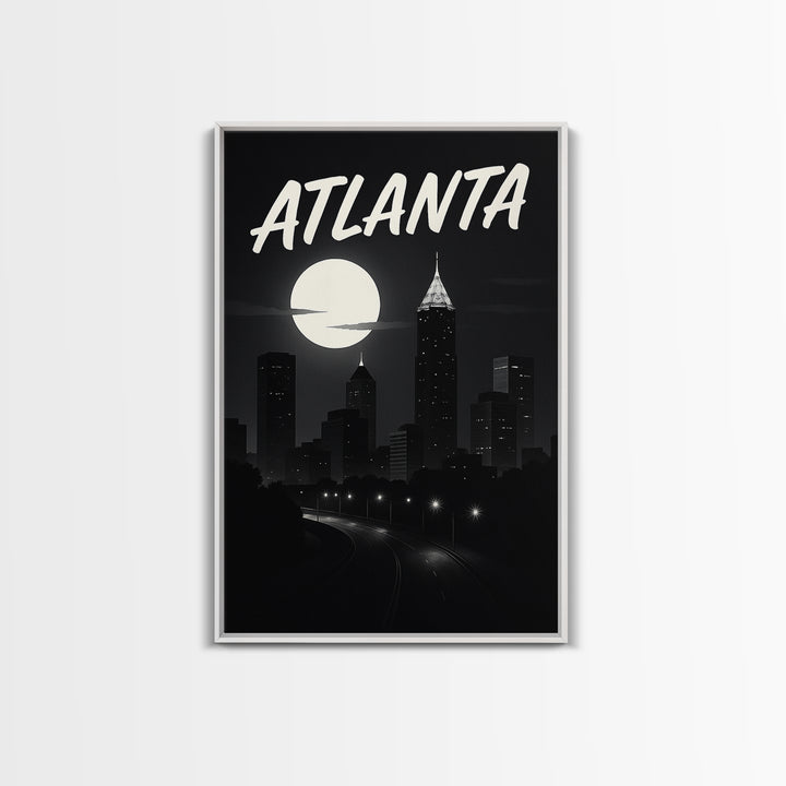 Atlanta Georgia Travel Poster, Canvas Print, Dark Moody City Wall Art, Atlanta Print, Travel Wall Art, Travel Poster Set, Office Decor