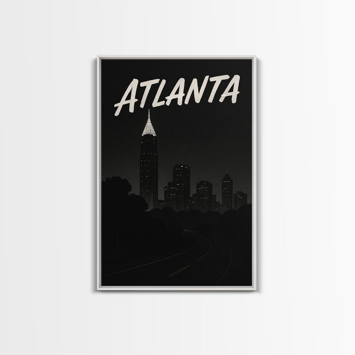 Atlanta Travel Poster, Canvas Print, Night Street Poster Art, Atlanta City Art, Travel Art Print, Travel Poster Set, Living Room Wall Art