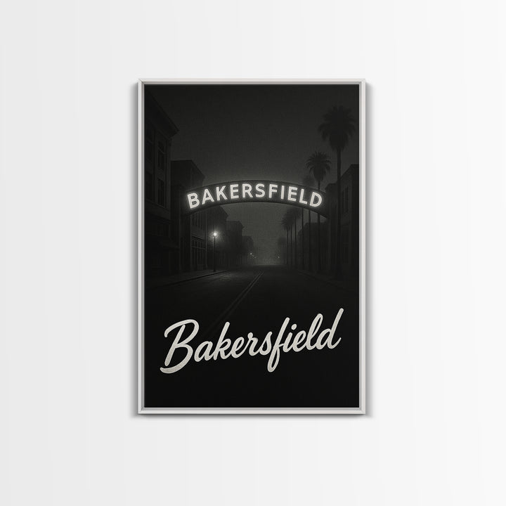 Bakersfield Travel Poster, Canvas Print, Vintage Noir Poster Art, Bakersfield Art Print, Travel Poster Set, City Travel Prints