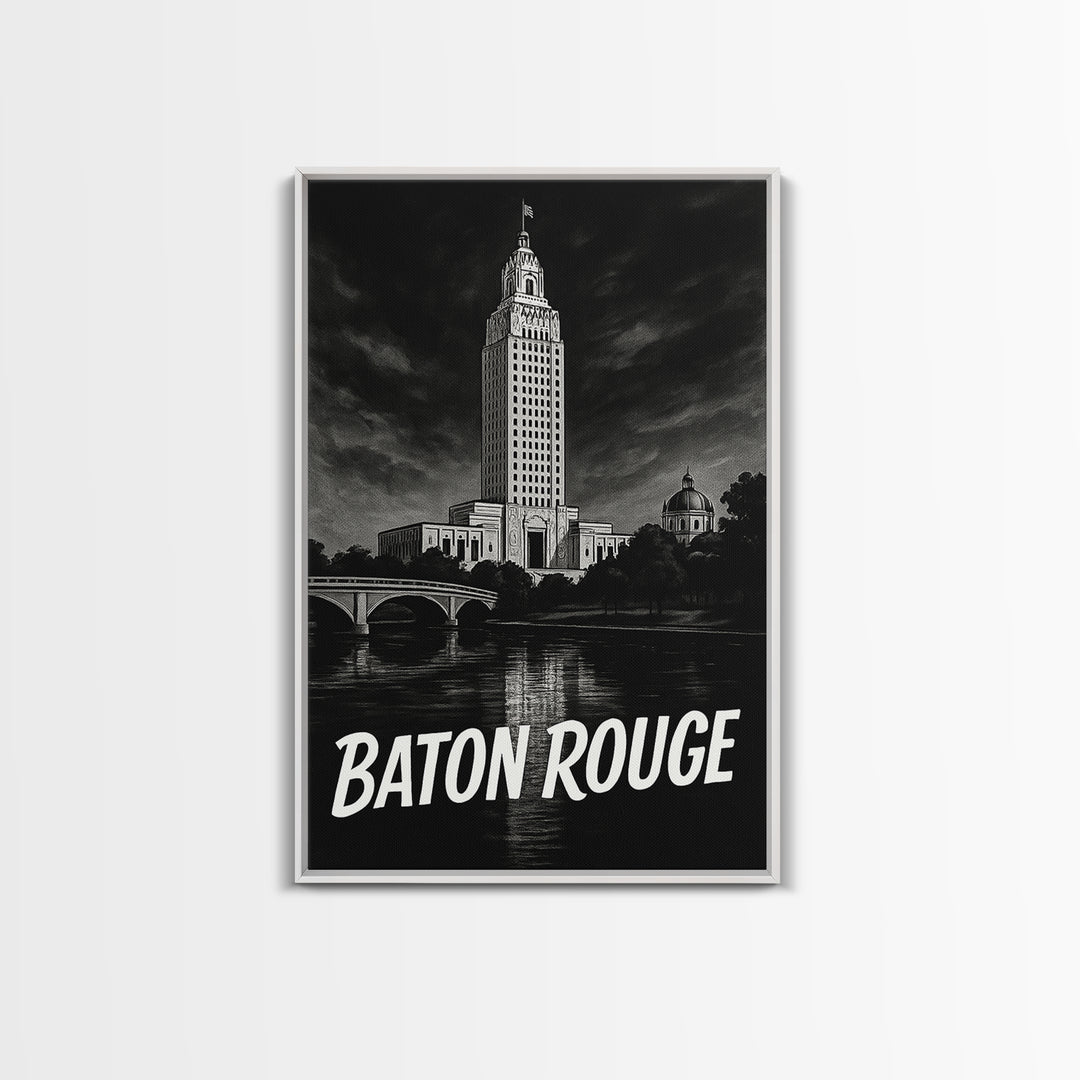 Baton Rouge Travel Poster, Canvas Print, Vintage Noir Poster Art, Baton Rouge City Art, City Art Print, Retro Travel Print, Poster Art